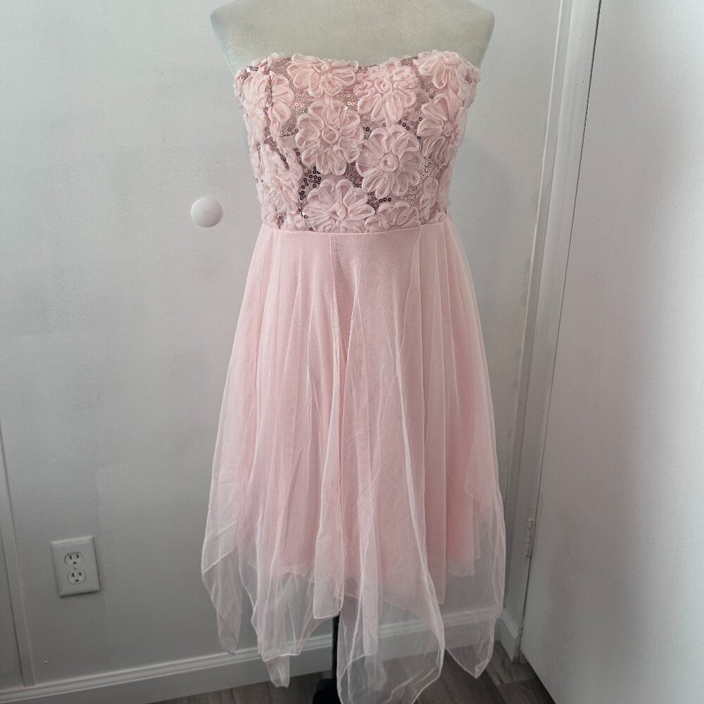 Deb Pink Floral Short Strapless Dress